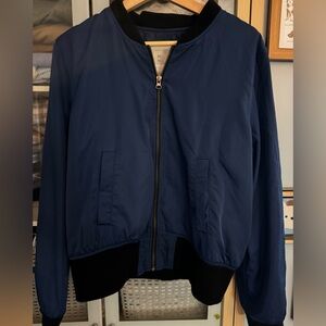 Anthropologie Blue Baseball Bomber Jacket